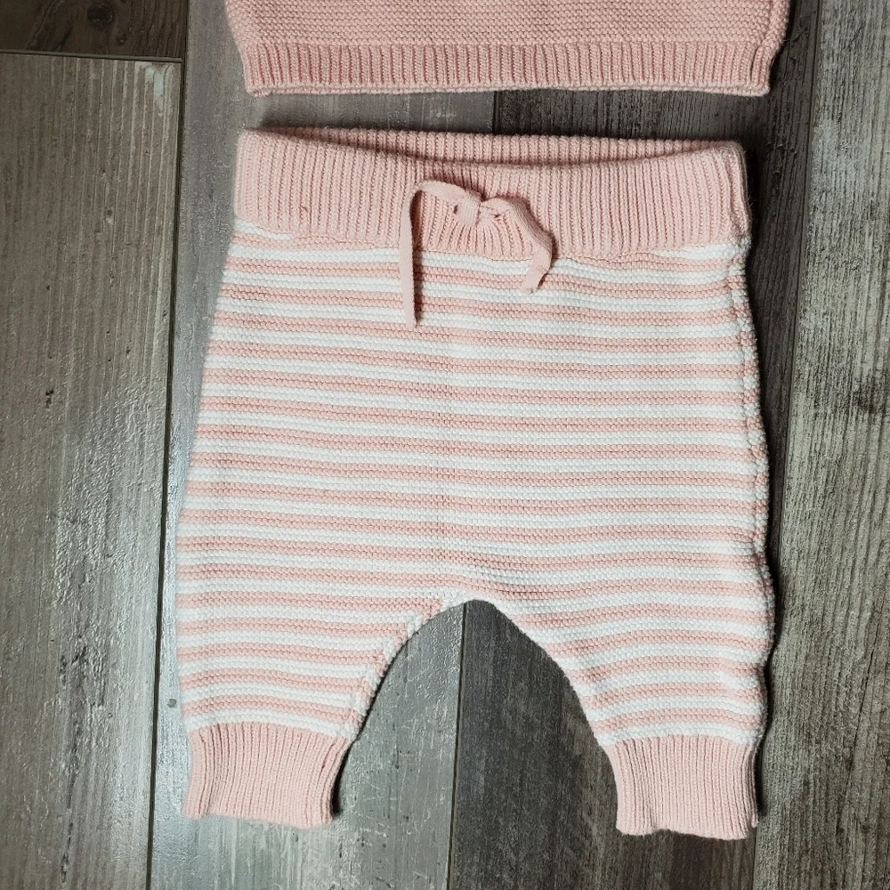 Carter's Matching Pink and White Fox 2 Pc Set Striped Pants 3 Months 3M NWOT
